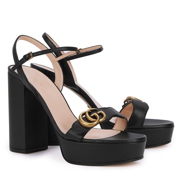 Gucci Shoes Gucci Womens Marmont Double G High Block Heel Platform
